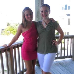 One-shouldered Hot Pink Dress